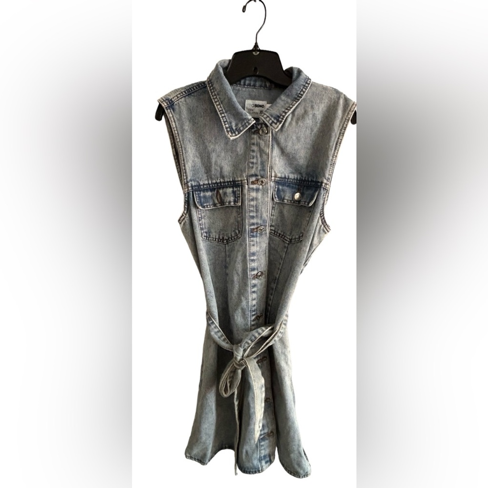 Knee length denim dress